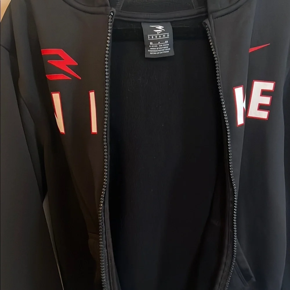 Nike Kids Black Hoodie with Red Logo